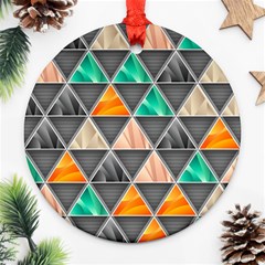 Abstract Geometric Triangle Shape Round Ornament (two Sides) by Nexatart