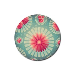 Background Floral Flower Texture Rubber Round Coaster (4 Pack)  by Nexatart