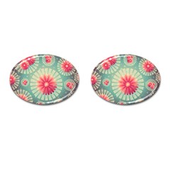 Background Floral Flower Texture Cufflinks (oval) by Nexatart