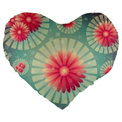 Background Floral Flower Texture Large 19  Premium Heart Shape Cushions by Nexatart