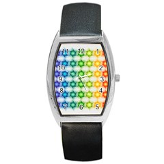 Background Colorful Geometric Barrel Style Metal Watch by Nexatart