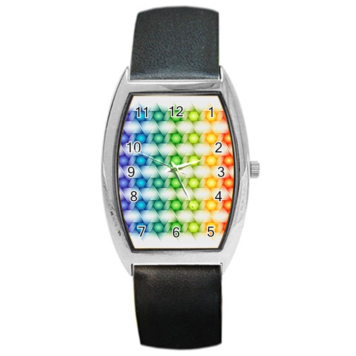 Background Colorful Geometric Barrel Style Metal Watch