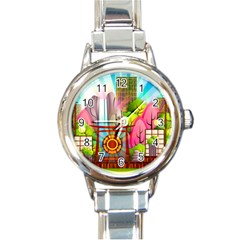 Zen Garden Japanese Nature Garden Round Italian Charm Watch by Nexatart