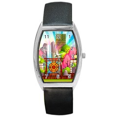 Zen Garden Japanese Nature Garden Barrel Style Metal Watch by Nexatart