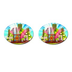 Zen Garden Japanese Nature Garden Cufflinks (oval) by Nexatart