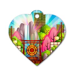 Zen Garden Japanese Nature Garden Dog Tag Heart (one Side)