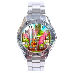 Zen Garden Japanese Nature Garden Stainless Steel Analogue Watch by Nexatart