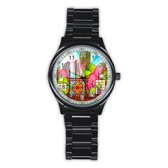 Zen Garden Japanese Nature Garden Stainless Steel Round Watch by Nexatart