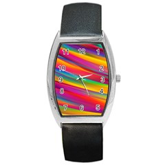 Colorful Background Barrel Style Metal Watch by Nexatart