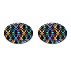 Pattern Background Bright Blue Cufflinks (oval)