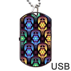 Pattern Background Bright Blue Dog Tag Usb Flash (one Side) by Nexatart