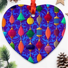 Colorful Background Stones Jewels Heart Ornament (two Sides) by Nexatart