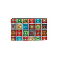 Tiles Pattern Background Colorful Cosmetic Bag (small)  by Nexatart