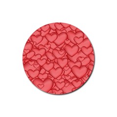 Background Hearts Love Rubber Round Coaster (4 Pack)  by Nexatart