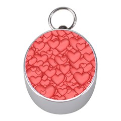 Background Hearts Love Mini Silver Compasses by Nexatart