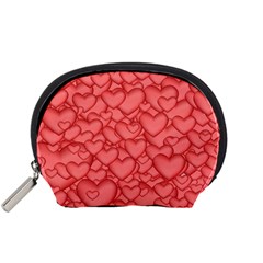 Background Hearts Love Accessory Pouches (small)  by Nexatart