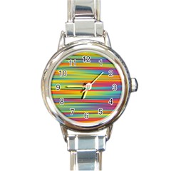 Colorful Background Round Italian Charm Watch by Nexatart