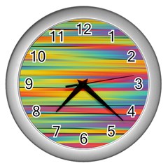 Colorful Background Wall Clocks (silver)  by Nexatart