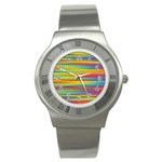 Colorful Background Stainless Steel Watch Front