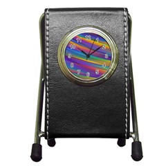 Colorful Background Pen Holder Desk Clocks by Nexatart