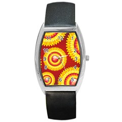 Floral Abstract Background Texture Barrel Style Metal Watch by Nexatart