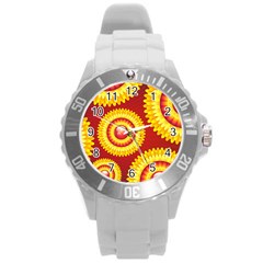 Floral Abstract Background Texture Round Plastic Sport Watch (l) by Nexatart