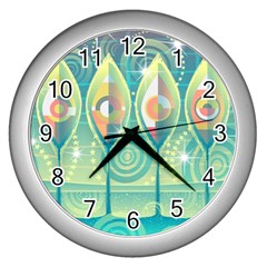 Background Landscape Surreal Wall Clocks (silver)  by Nexatart