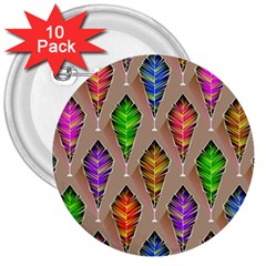 Abstract Background Colorful Leaves 3  Buttons (10 Pack)  by Nexatart