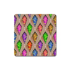 Abstract Background Colorful Leaves Square Magnet by Nexatart