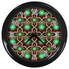 Pattern Background Bright Brown Wall Clocks (black) by Nexatart