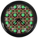 Pattern Background Bright Brown Wall Clocks (Black) Front