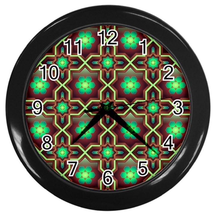 Pattern Background Bright Brown Wall Clocks (Black)