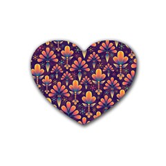 Abstract Background Floral Pattern Rubber Coaster (heart)  by Nexatart