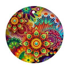 Colorful Abstract Background Colorful Ornament (round) by Nexatart