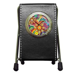 Colorful Abstract Background Colorful Pen Holder Desk Clocks by Nexatart