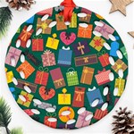 Presents Gifts Background Colorful Round Filigree Ornament (Two Sides) Front