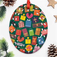 Presents Gifts Background Colorful Oval Filigree Ornament (two Sides) by Nexatart