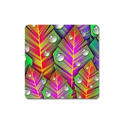 Abstract Background Colorful Leaves Square Magnet by Nexatart