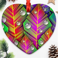 Abstract Background Colorful Leaves Heart Ornament (two Sides) by Nexatart