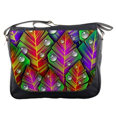 Abstract Background Colorful Leaves Messenger Bags by Nexatart