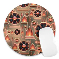 Background Floral Flower Stylised Round Mousepads by Nexatart