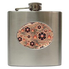 Background Floral Flower Stylised Hip Flask (6 Oz) by Nexatart