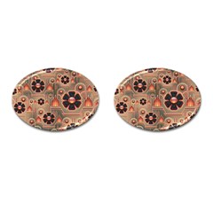 Background Floral Flower Stylised Cufflinks (oval) by Nexatart