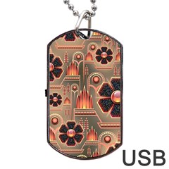 Background Floral Flower Stylised Dog Tag Usb Flash (one Side) by Nexatart