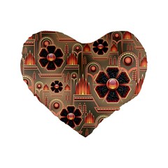 Background Floral Flower Stylised Standard 16  Premium Flano Heart Shape Cushions by Nexatart