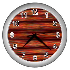 Colorful Abstract Background Strands Wall Clocks (Silver) 