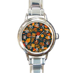 Pattern Background Ethnic Tribal Round Italian Charm Watch by Nexatart