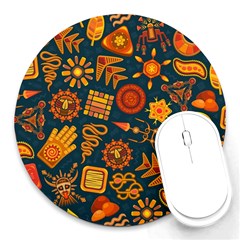 Pattern Background Ethnic Tribal Round Mousepads by Nexatart