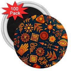 Pattern Background Ethnic Tribal 3  Magnets (100 Pack) by Nexatart