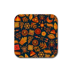 Pattern Background Ethnic Tribal Rubber Coaster (square)  by Nexatart